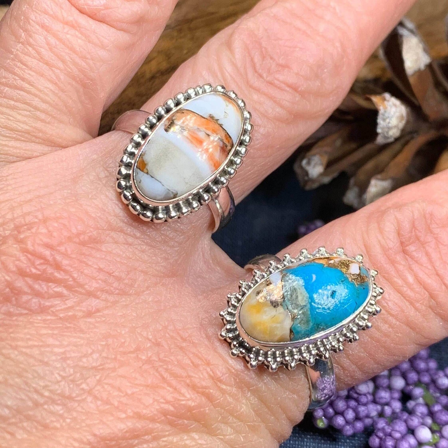 Romelle Spiny Oyster Turquoise Ring - 9 / Blue