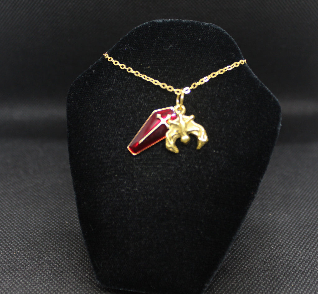 Red Coffin Bat Necklace Necklace Crystal Witch Witchy Jewelry Witchcraft Wicca Wiccan Pagan Metaphysical