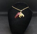 Red Coffin Bat Necklace Necklace Crystal Witch Witchy Jewelry Witchcraft Wicca Wiccan Pagan Metaphysical
