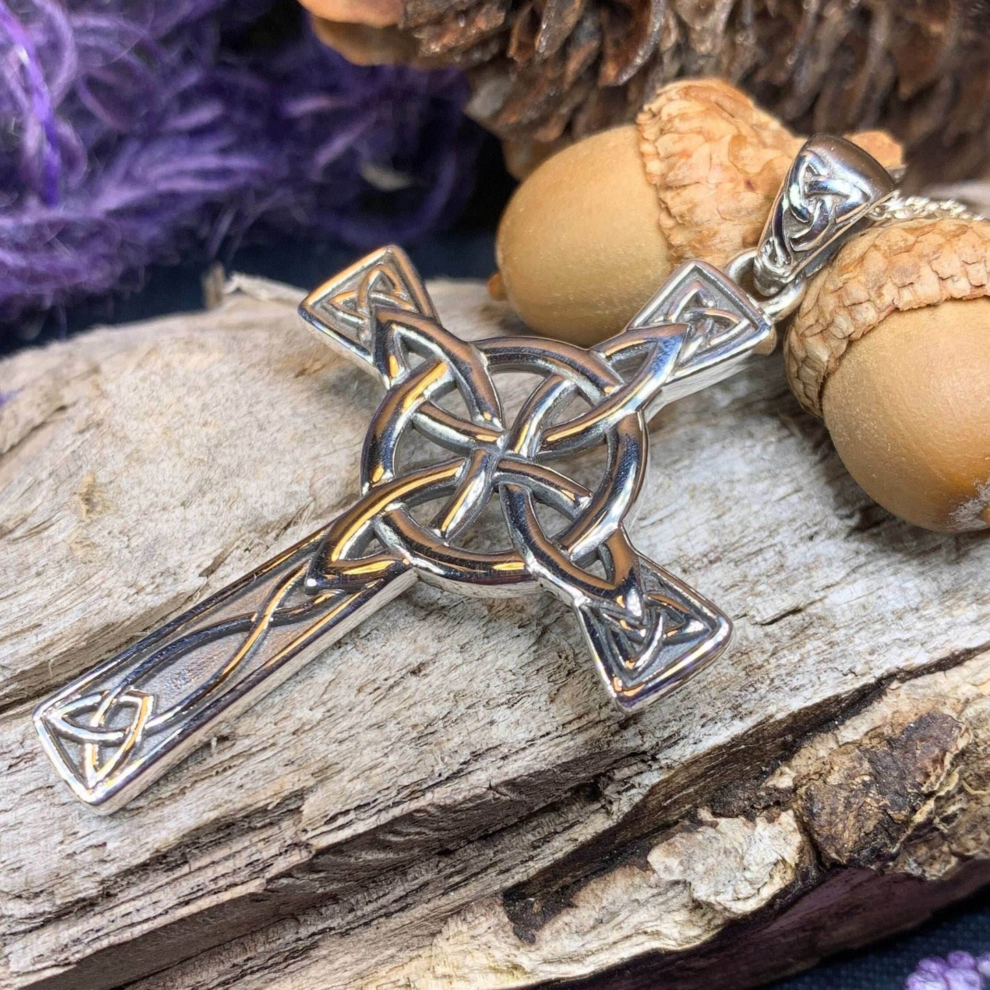 Large Four Corner Knot Celtic Cross Necklace - 18
