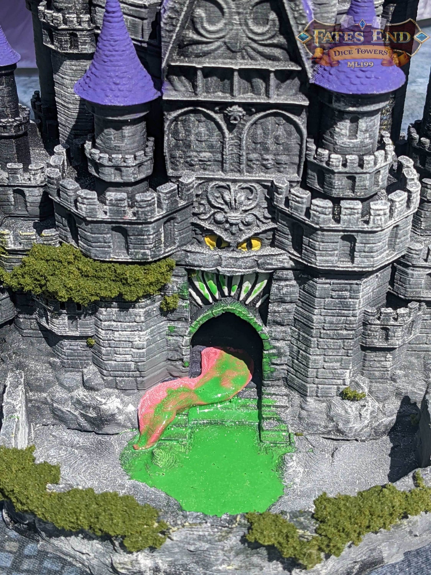 Mimic Castle 3D Printed Dice Tower- Fate's End Collection- Conquer the Mysteries of the Mimic Castle! - Black / Yes- Include Random Dice Set