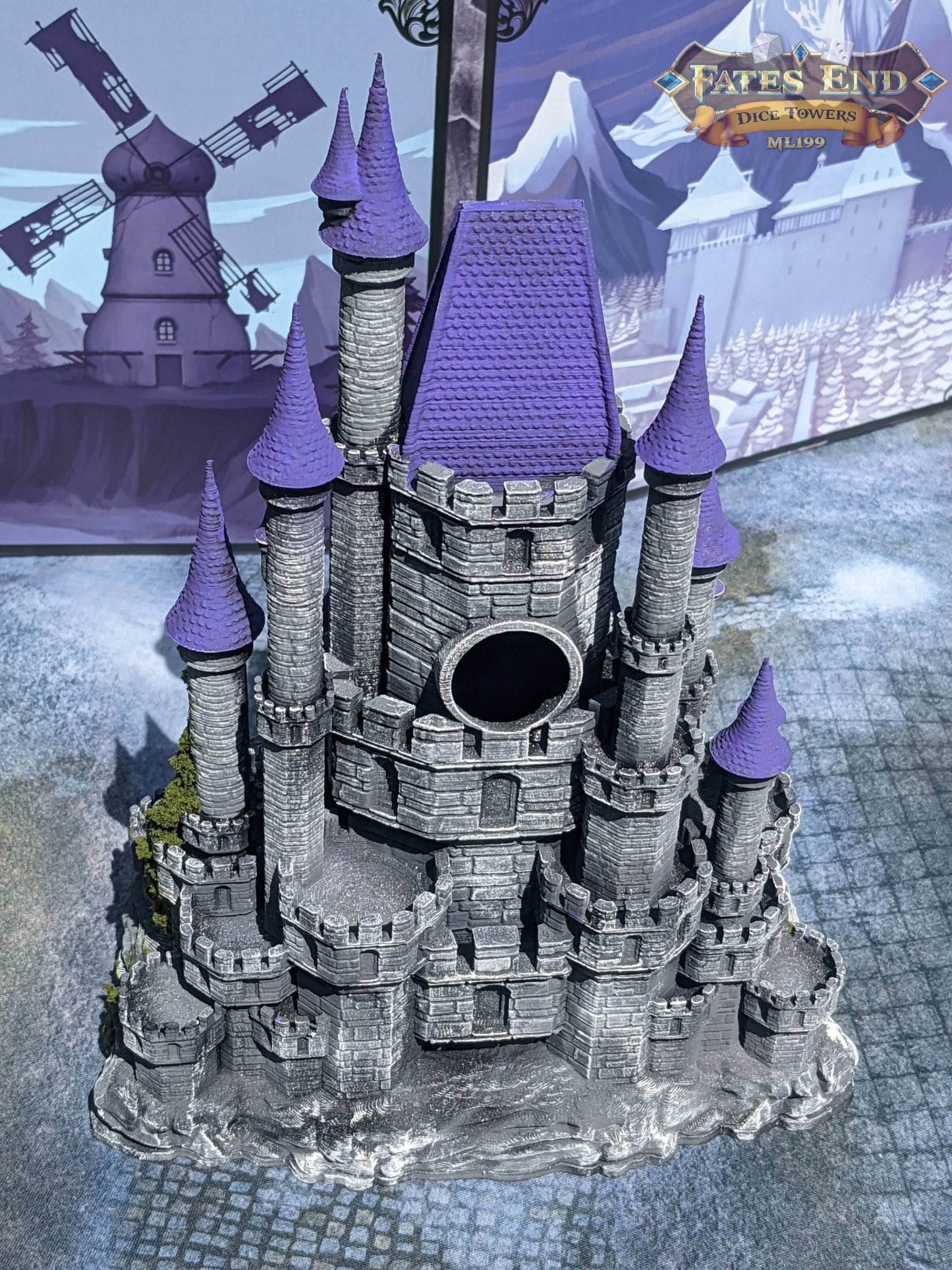 Mimic Castle 3D Printed Dice Tower- Fate's End Collection- Conquer the Mysteries of the Mimic Castle! - Black / Yes- Include Random Dice Set
