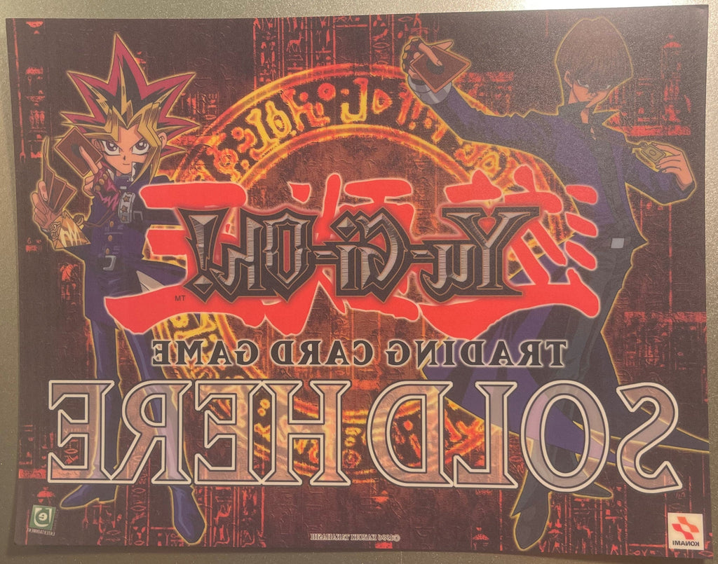Retro Yu-Gi-Oh! 🃏 Trading Card Game "Sold Here" Window Cling Konami Yugi Kaiba Store Display Sign American Made