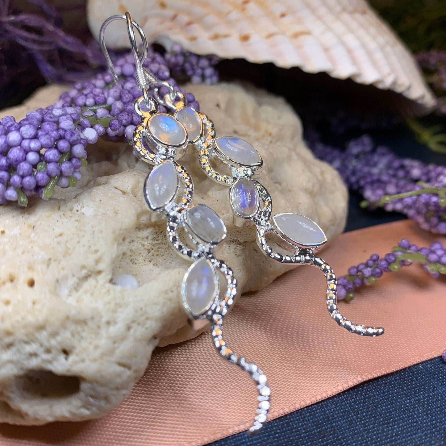 Milky Way Moonstone Earrings - 