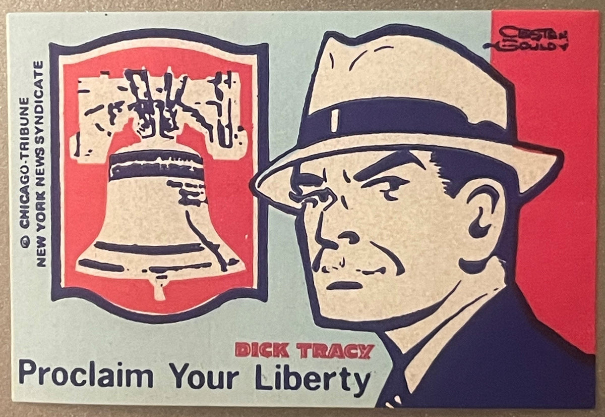 Vintage 1975 Bicentennial Dick Tracy Patriotic Stickers 🕵️ Chester Gould Liberty Bell Flag Chicago Tribune New York News Syndicate Set of 2