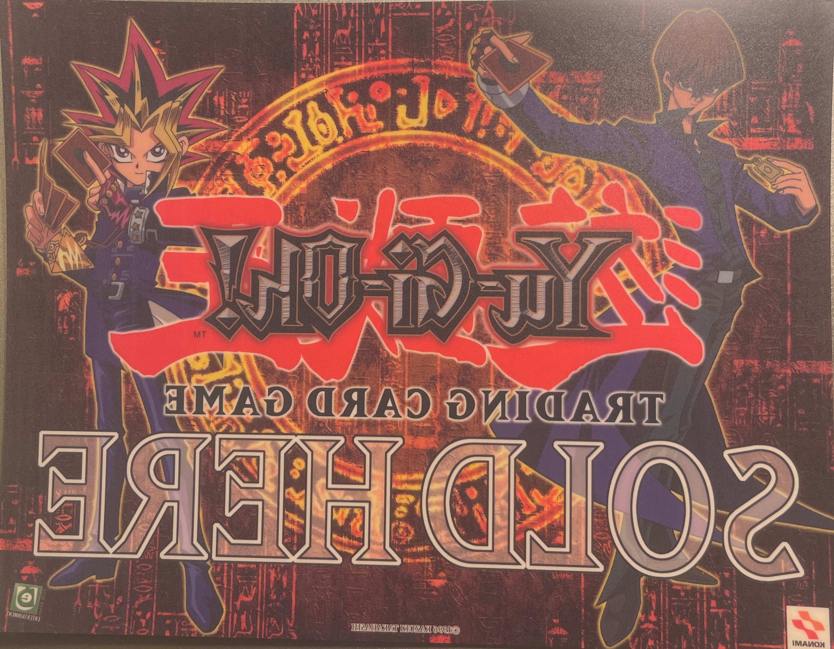 Retro Yu-Gi-Oh! 🃏 Trading Card Game "Sold Here" Window Cling Konami Yugi Kaiba Store Display Sign American Made