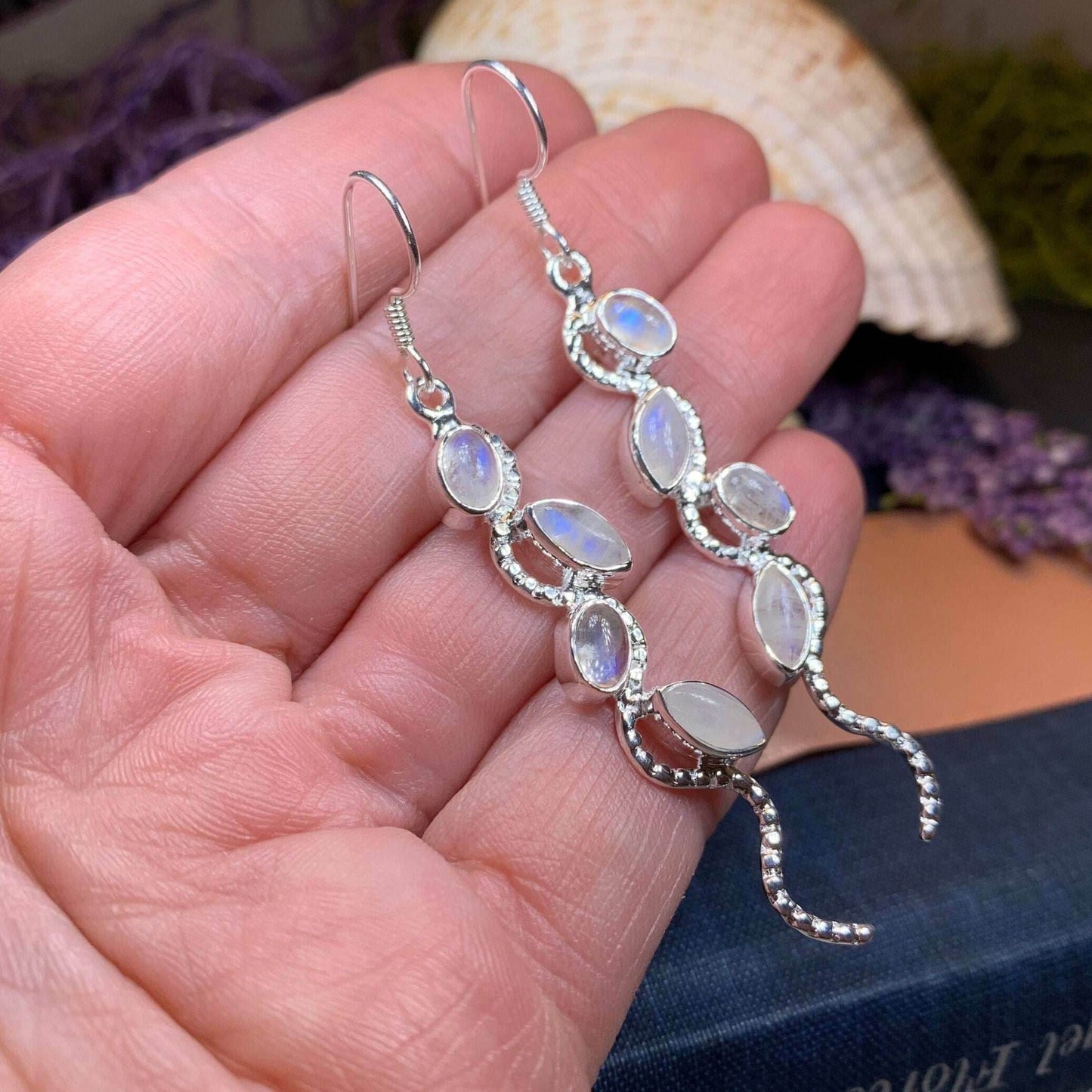 Milky Way Moonstone Earrings - 