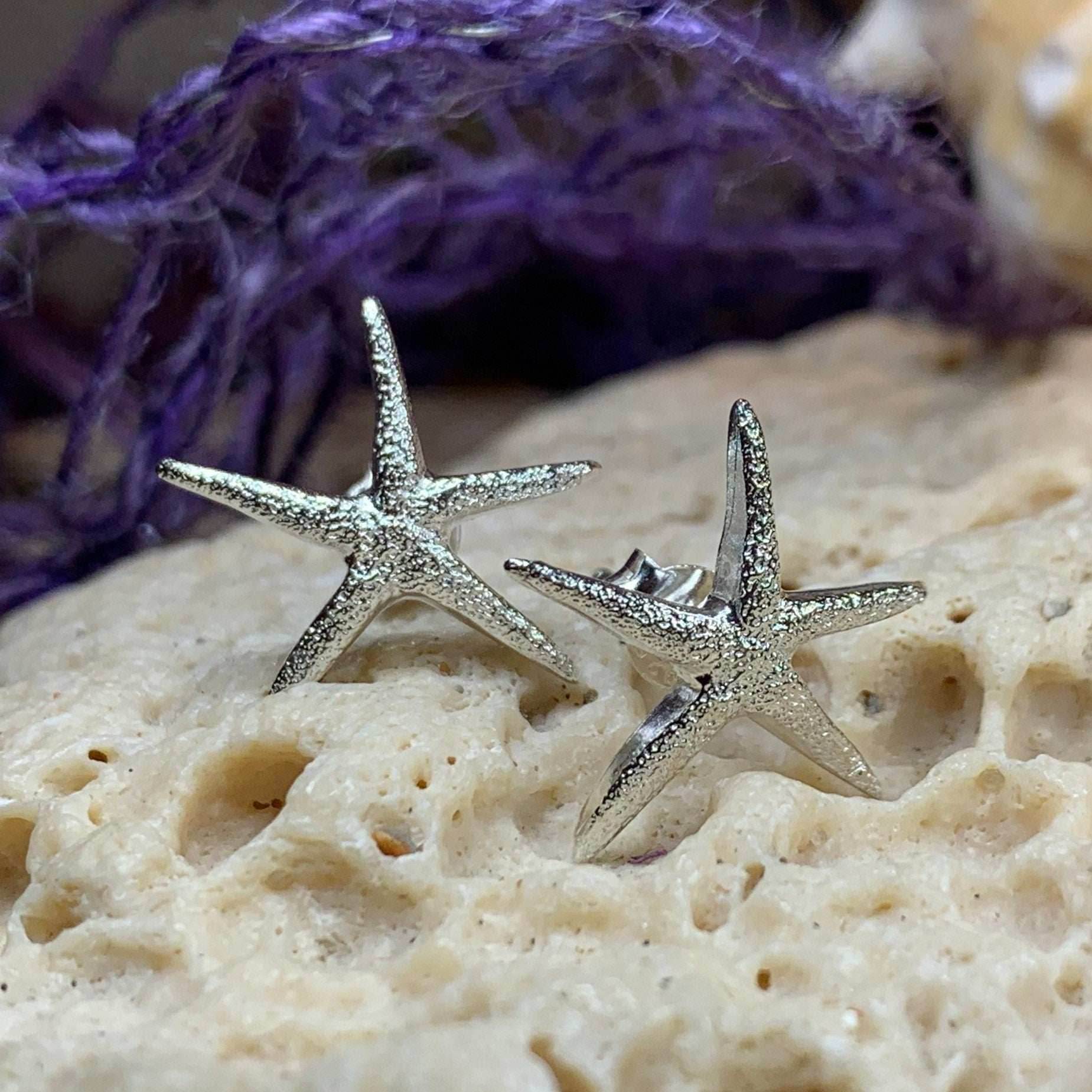 Satin Starfish Earrings - 