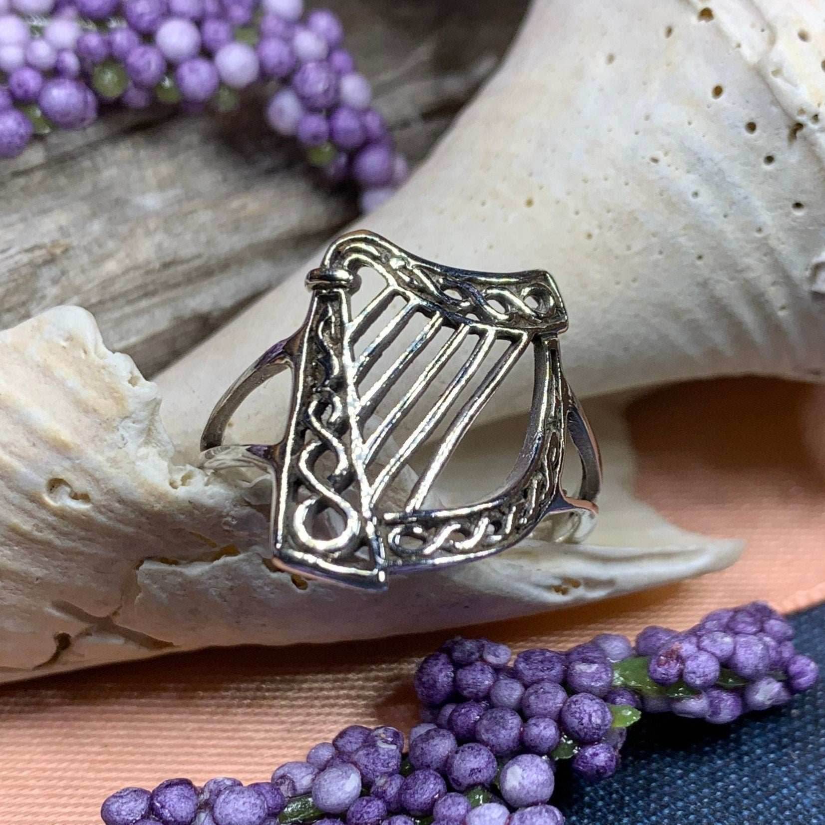 Green Isle Celtic Harp Ring - 6