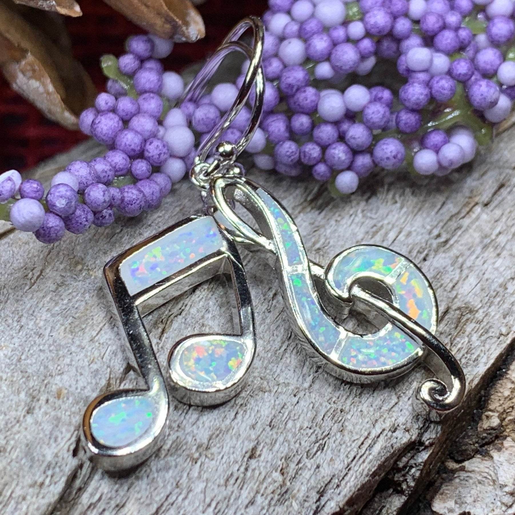 Symphony Opal Music Earrings - White