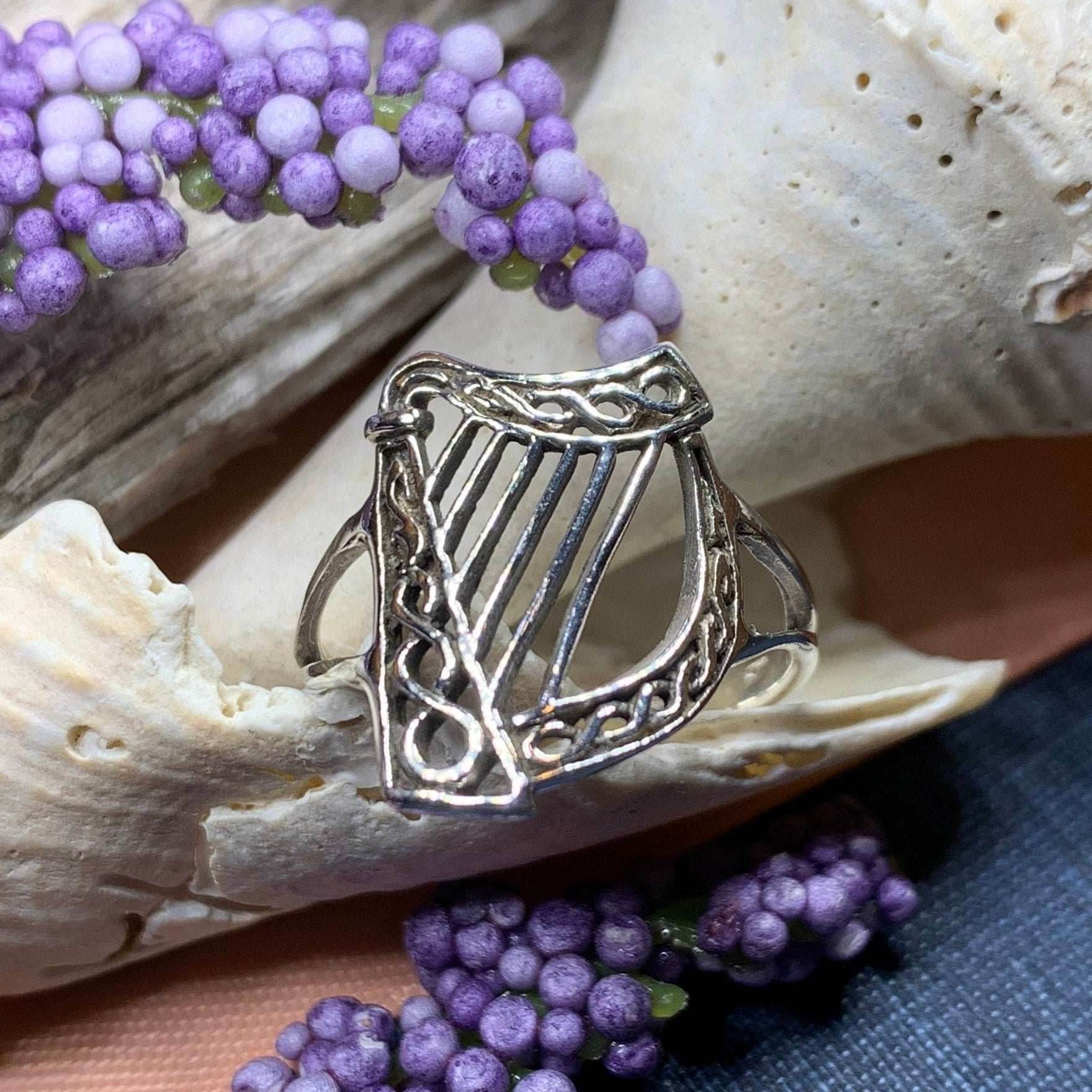 Green Isle Celtic Harp Ring - 6