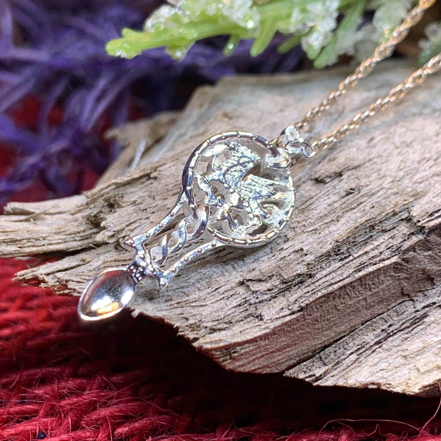Welsh Dragon Love Spoon Necklace - 18