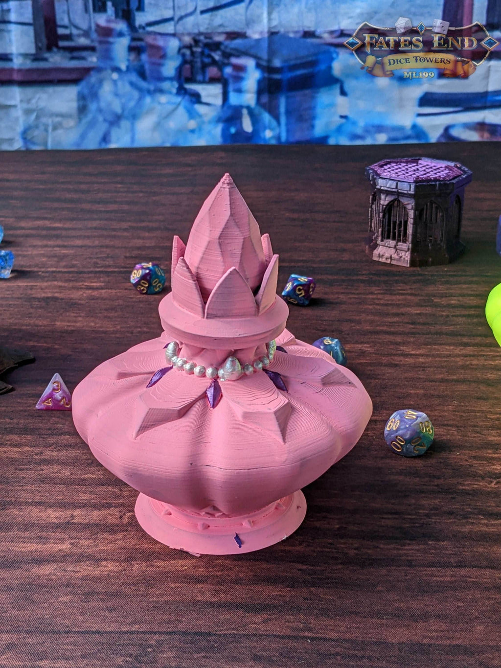 Potion Bottle 3D Printed Dice Jail | RPG Dice Vault | D20 Storage Box | Player Gift | Fate's End Collection - Unlock the Magic within! - Black / Yes- Include Random Dice Set