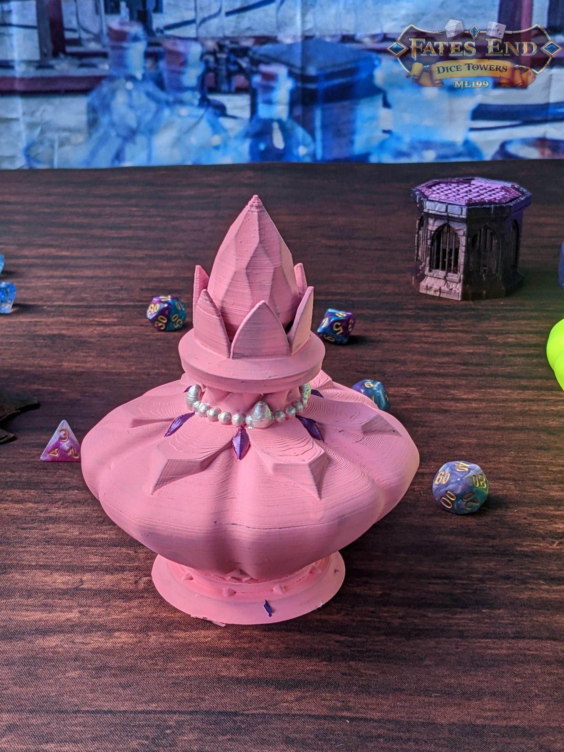 Potion Bottle 3D Printed Dice Jail | RPG Dice Vault | D20 Storage Box | Player Gift | Fate's End Collection - Unlock the Magic within! - Black / Yes- Include Random Dice Set