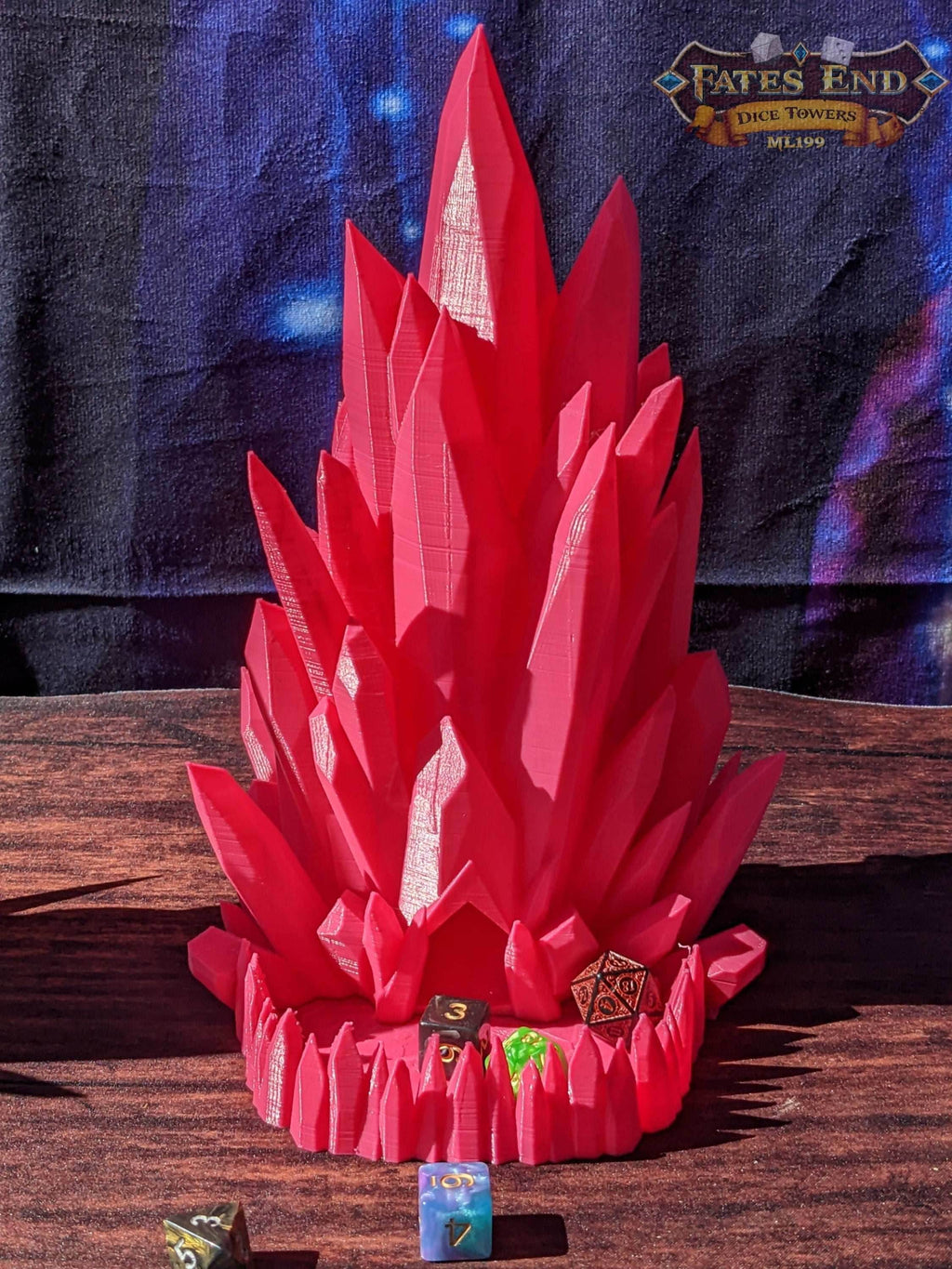 Crystal Dice Tower - Fate's End Collection - Channel Luminous Magic and Clarity with Every Prism Roll. - Black / Yes- Include Random Dice Set