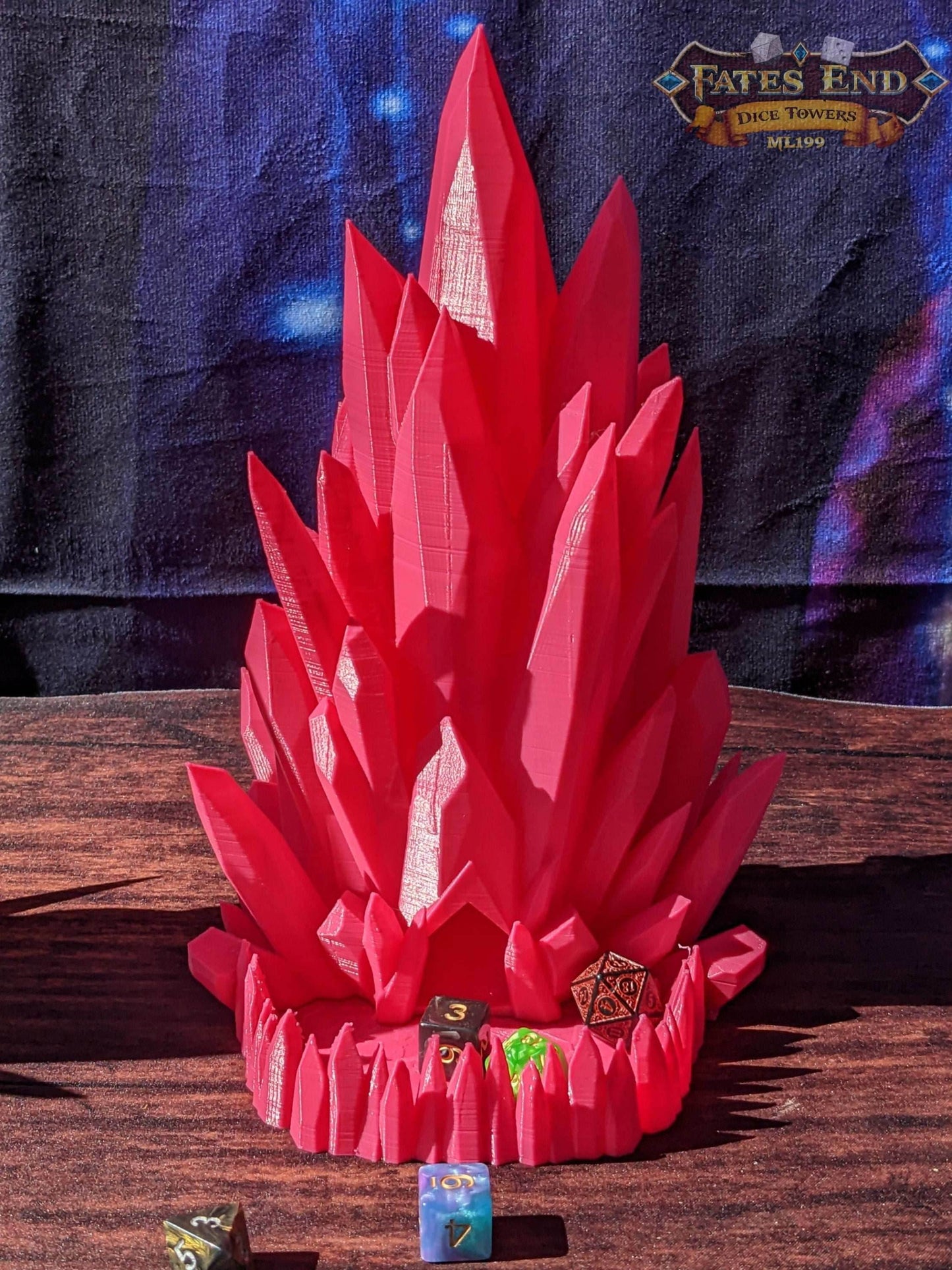 Crystal Dice Tower - Fate's End Collection - Channel Luminous Magic and Clarity with Every Prism Roll. - Black / Yes- Include Random Dice Set