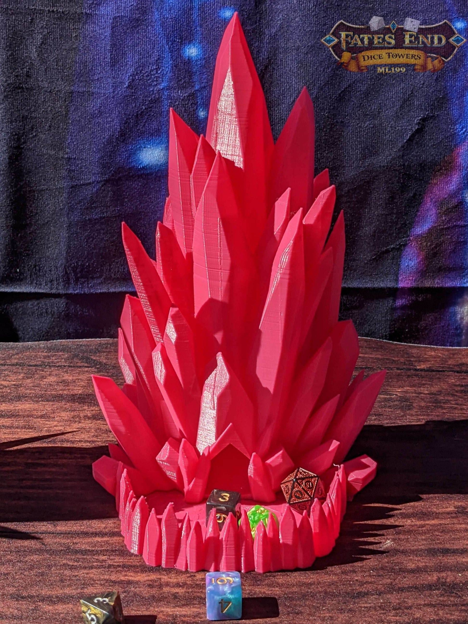 Crystal Dice Tower - Fate's End Collection - Channel Luminous Magic and Clarity with Every Prism Roll. - Black / Yes- Include Random Dice Set