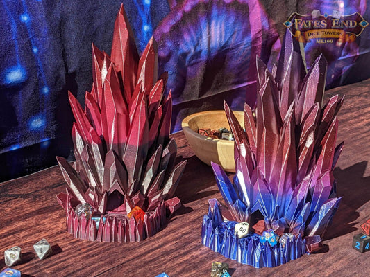 Crystal Dice Tower - Fate's End Collection - Channel Luminous Magic and Clarity with Every Prism Roll. - Black / Yes- Include Random Dice Set