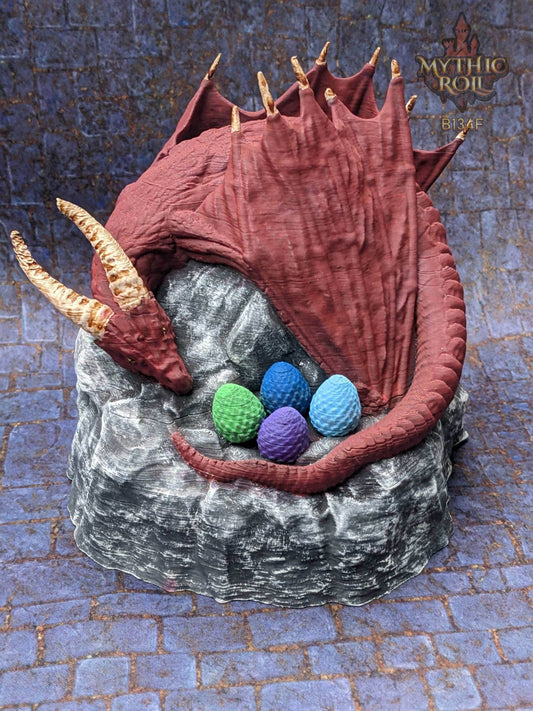 Dragon's Egg Nest 3D Printed Dice Jail - Unchained Games - Mythic Roll Collection - Guard Your Dice in Style! - Black / Yes- Include Random Dice Set