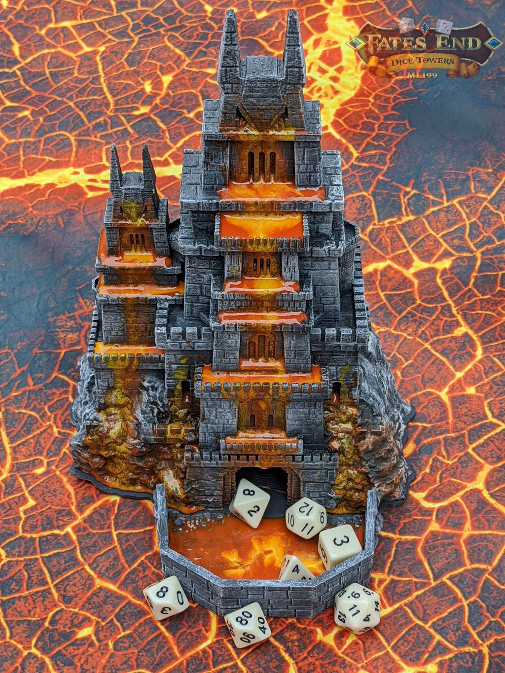Dragonborn Dice Tower - Fate's End Collection - Channel the Fiery Soul of Dragonkind with Every Fateful Roll. - Black / Yes- Include Random Dice Set