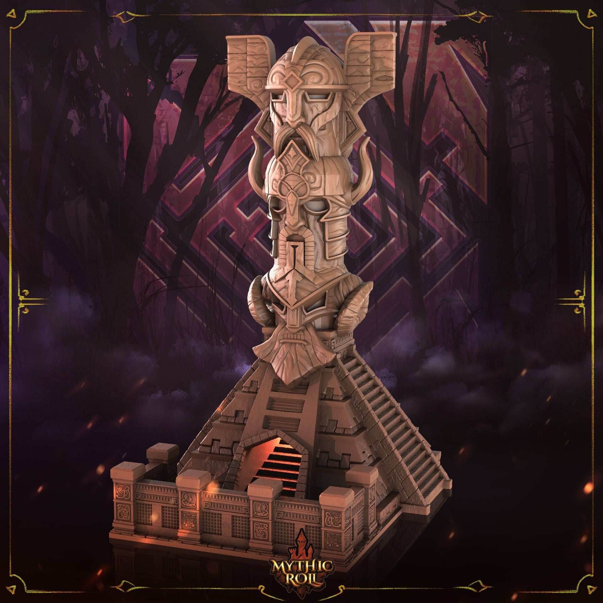 Viking 3D Printed Dice Tower - Mythic Roll Collection by Unchained Games - Channel your might in each roll! - Black / Yes- Include Random Dice Set