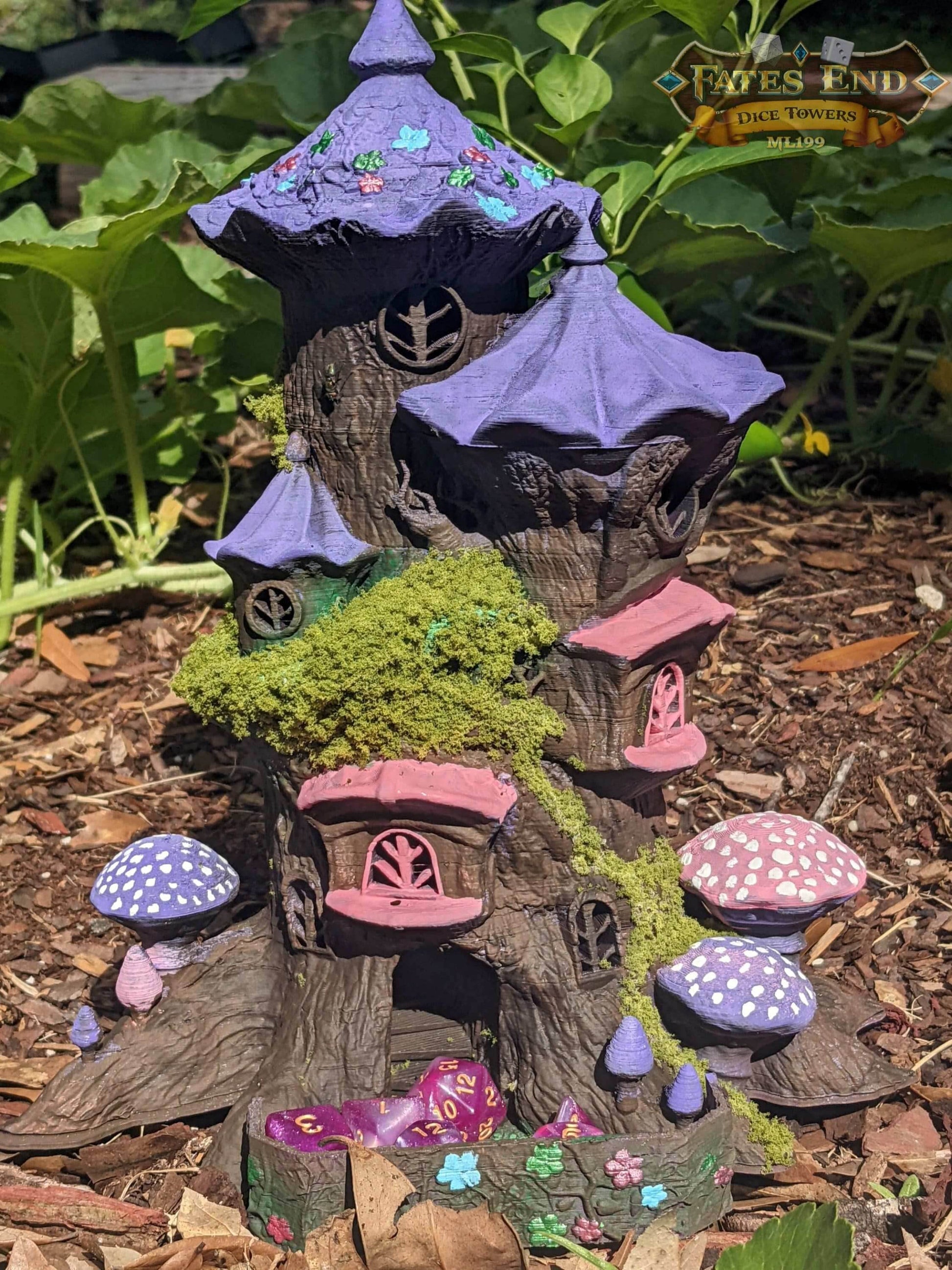 Fairy 3D Printed Dice Tower - Fate's End Collection - Flutter Through Enchanted Rolls with Whispering Wings and Magical Mirth! - Black / Yes- Include Random Dice Set