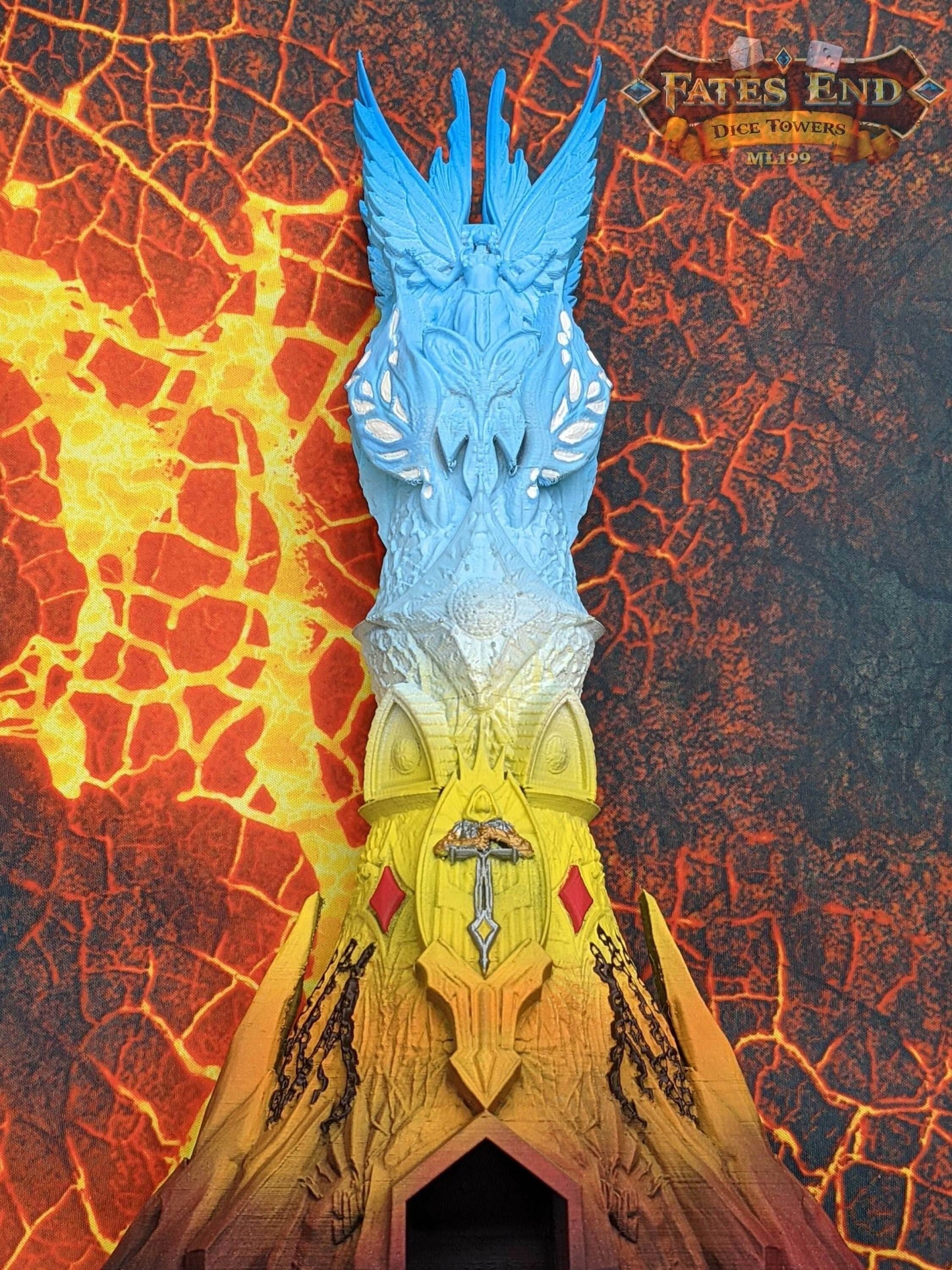 Heaven and Hell Dice Tower- Fate's End Collection by Kim Bolt- Embrace the Eternal Battle Between Heaven and Hell! - Black / Yes- Include Random Dice Set