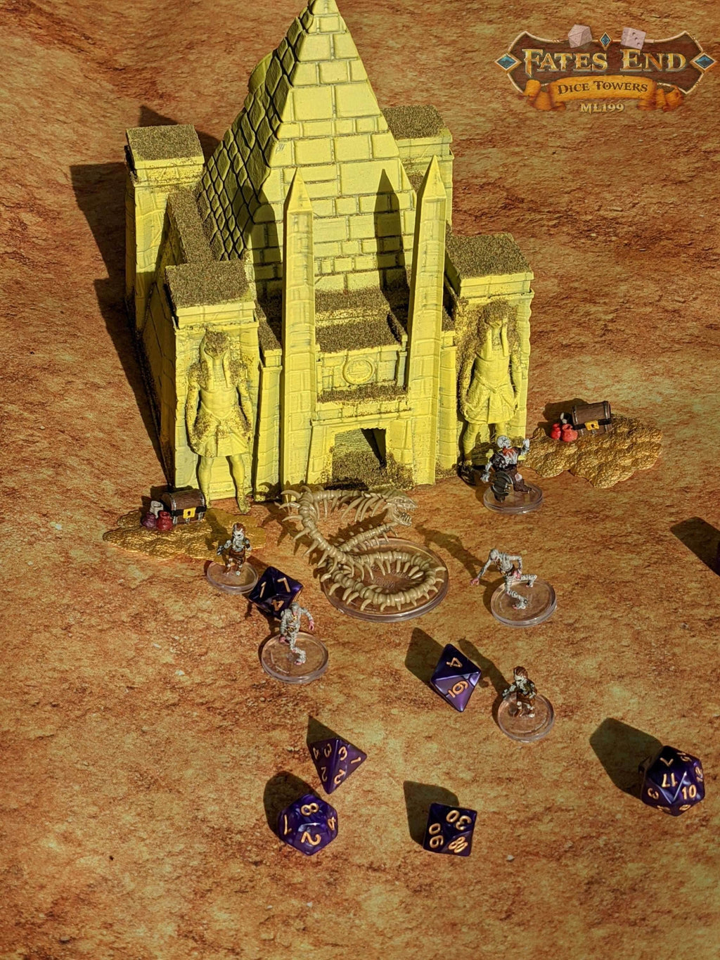 Temple of Ra Pyramid 3D Printed Dice Tower - Fate's End Collection - Tabletop RPG Gaming Cosplay - Harness a God's Power for your rolls. - Black