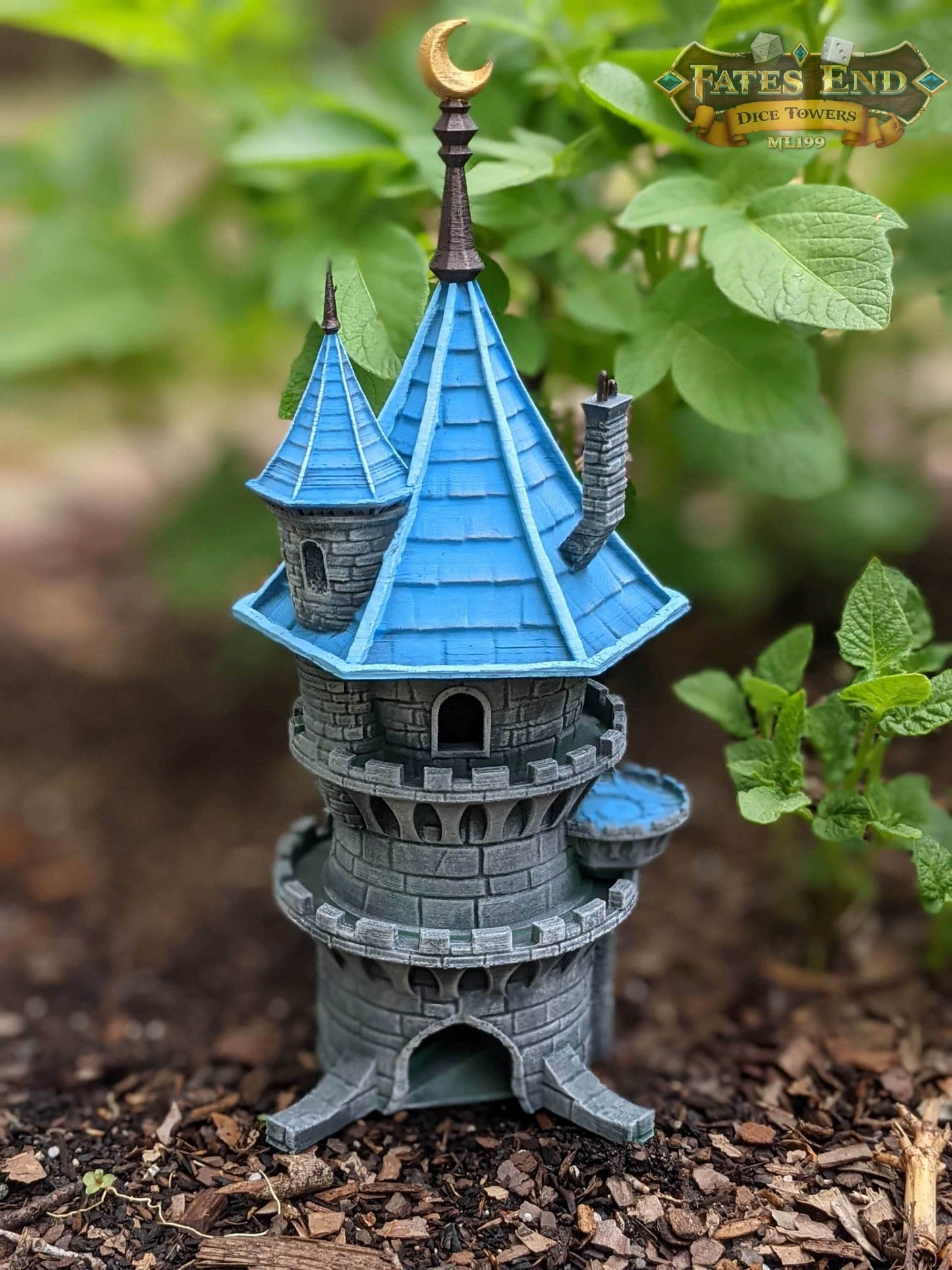 Wizard 3D Printed Dice Tower - Fate's End Collection - Tabletop RPG Gaming Fantasy Cosplay - Channel Arcane Might and Mystical Lore. - Black / Yes- Include Random Dice Set