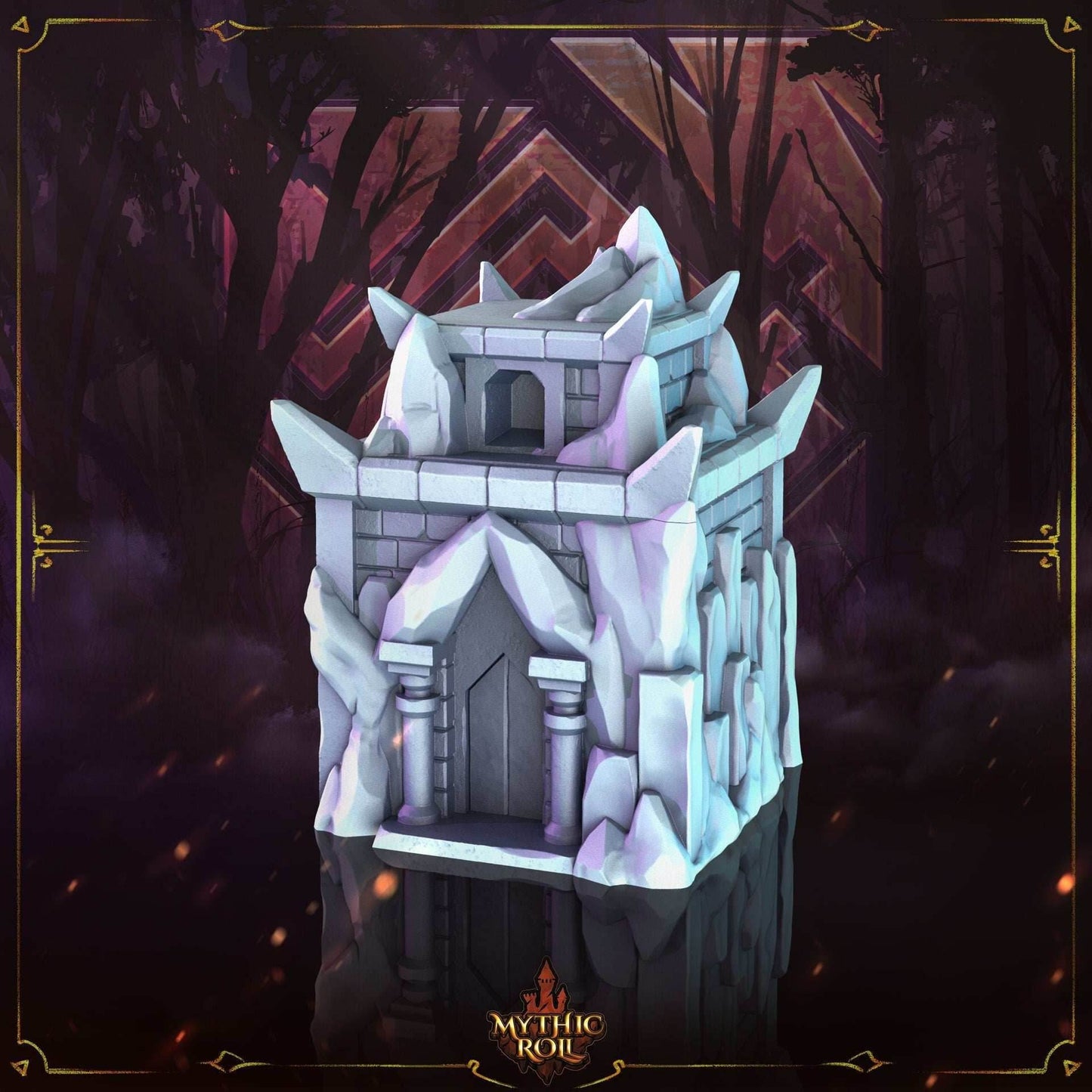 Frost Giant 3D Printed Dice Jail | RPG Dice Vault | D20 Box | DnD Player Gift | Mythic Roll by Unchained Games- A Frozen Prison of Ice! - Black / Yes- Include Random Dice Set