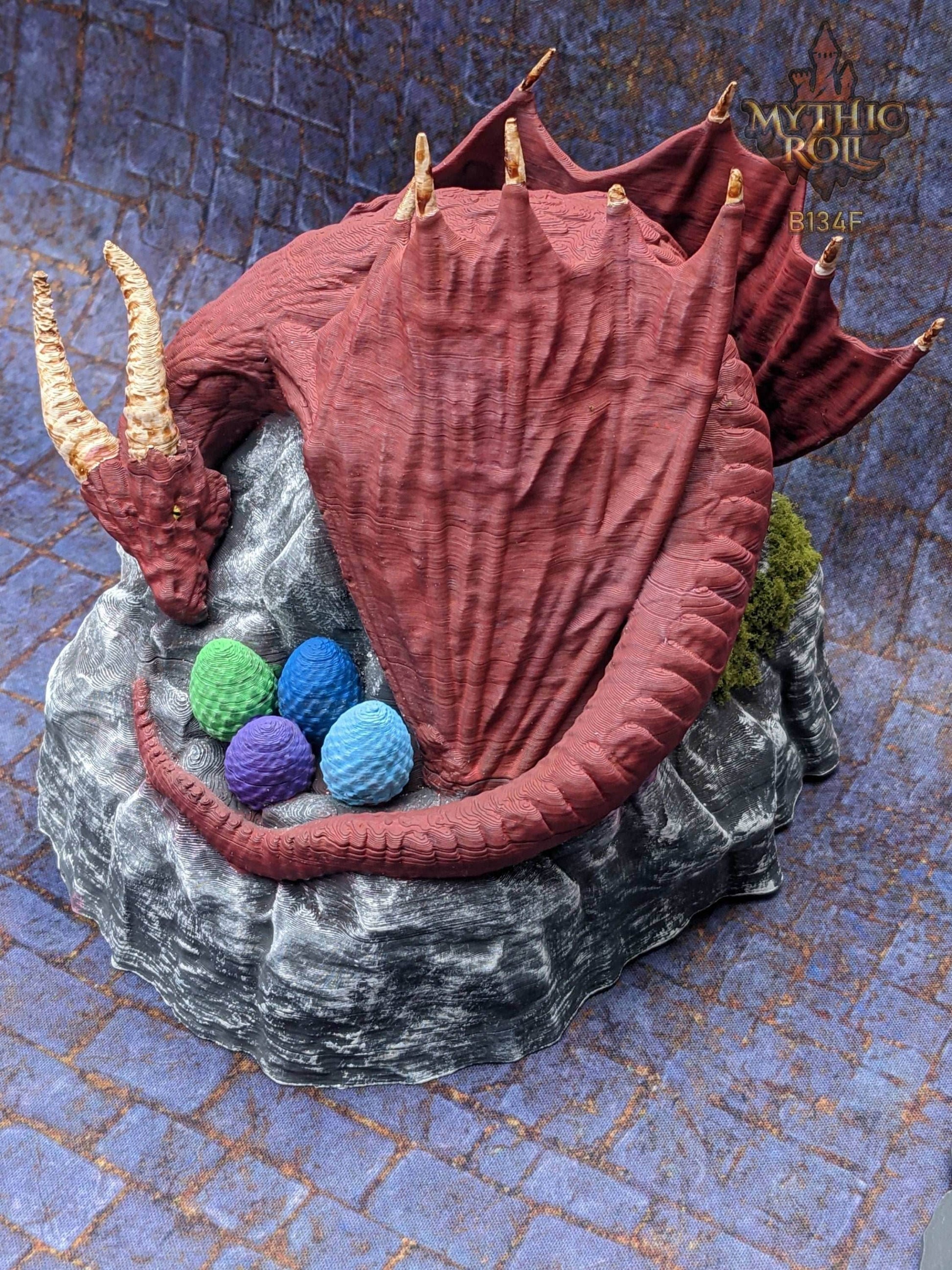 Dragon's Egg Nest 3D Printed Dice Jail - Unchained Games - Mythic Roll Collection - Guard Your Dice in Style! - Black / Yes- Include Random Dice Set