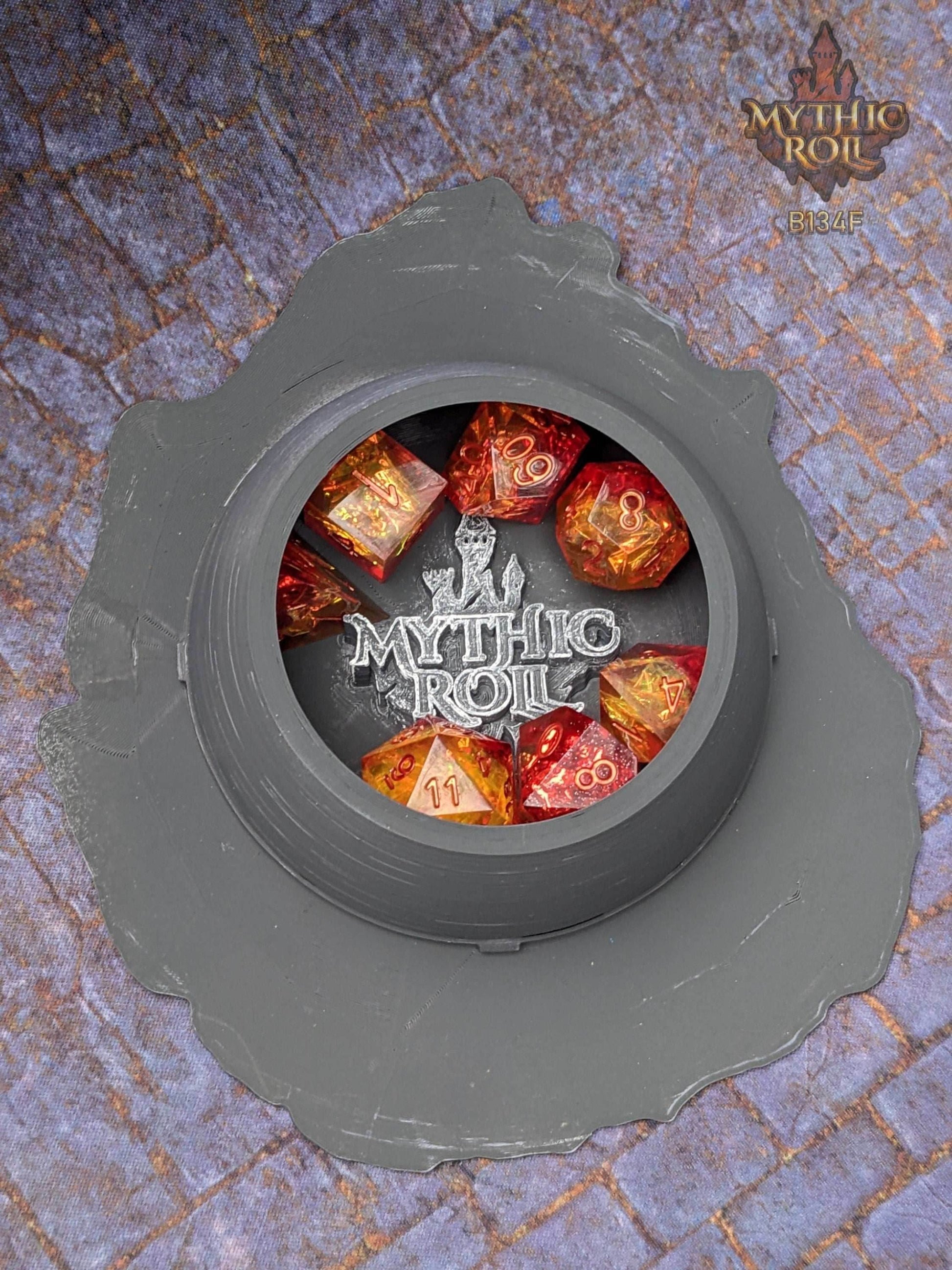 Dragon's Egg Nest 3D Printed Dice Jail - Unchained Games - Mythic Roll Collection - Guard Your Dice in Style! - Black / Yes- Include Random Dice Set