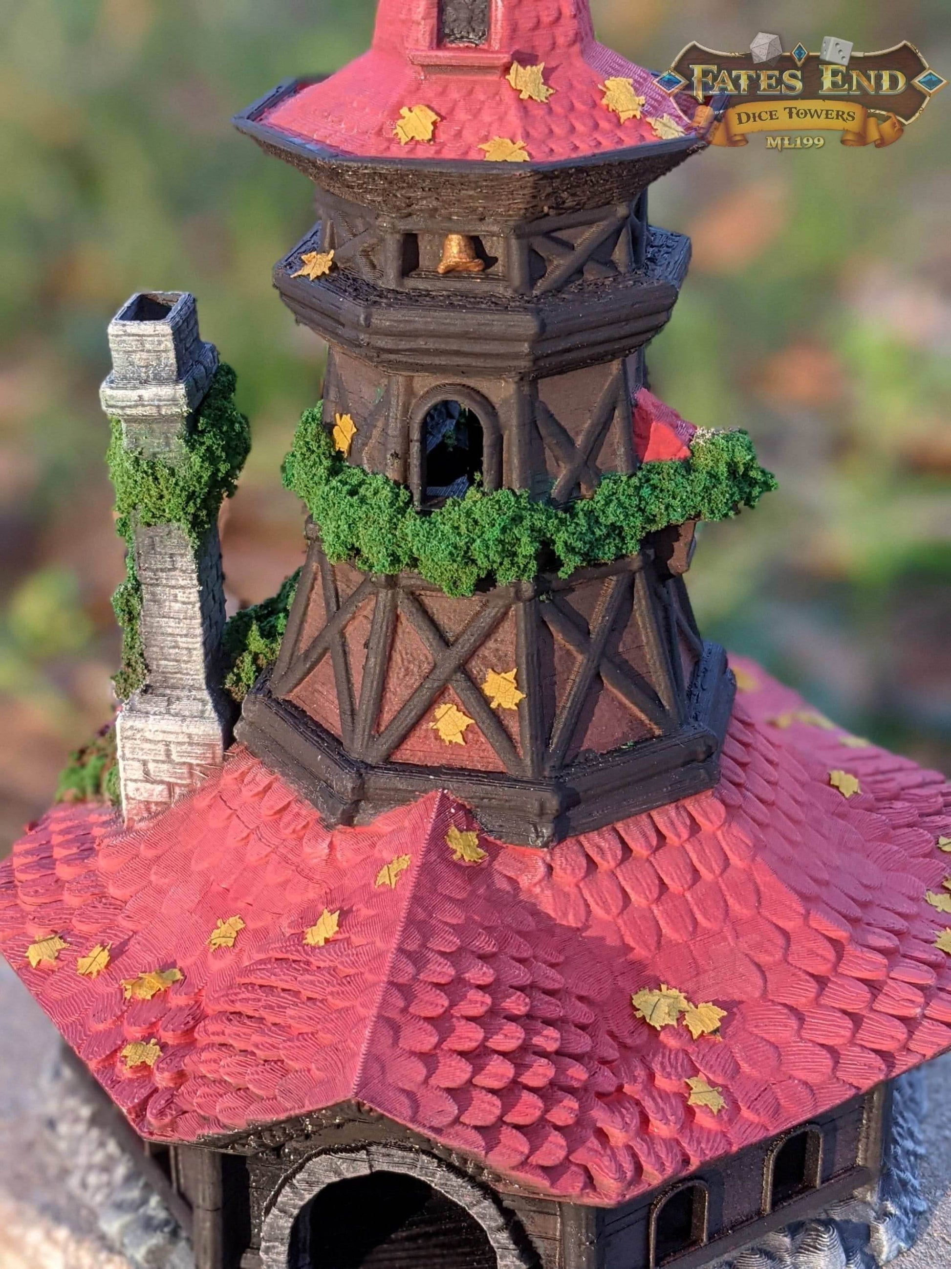 Bard Class 3D Printed RPG Dice Tower - Fate's End Collection - Serenade the Dice Gods with Melodious Rolls and Tales of Epic Adventures. - Black / Yes- Include Random Dice Set