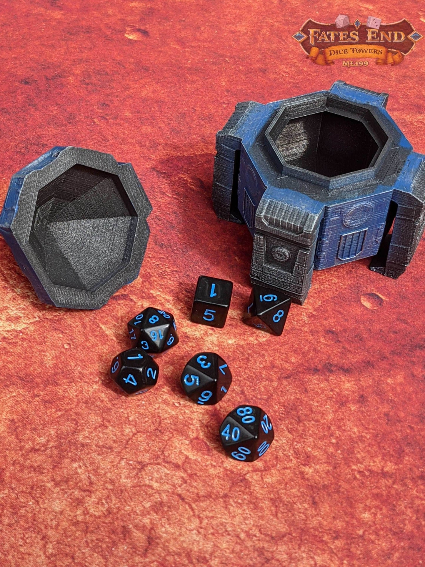 Escape Pod 3D Printed Dice Jail | RPG Dice Vault | D20 Storage Box | Player Gift - Buckle up and prepare for an intergalactic journey! - Black / Yes- Include Random Dice Set