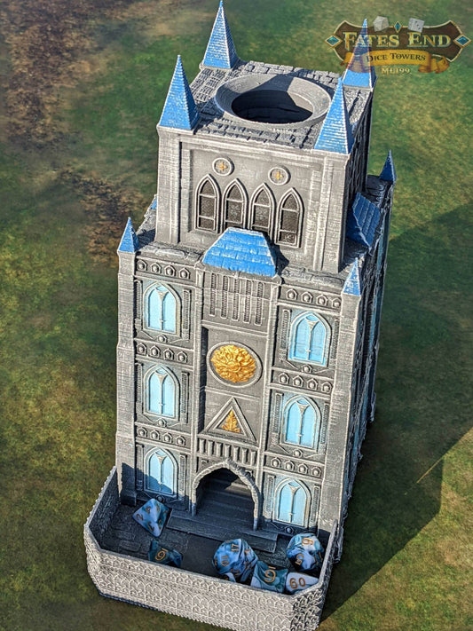 Garrison Fortress 3D Printed Cathedral Dice Tower - Fate's End Collection by Kim Bolt- Defend Your Realm & Guard Your Rolls! - Black / Yes- Include Random Dice Set