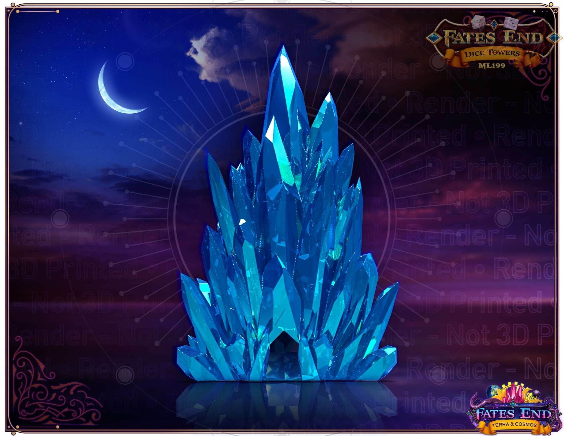 Crystal Dice Tower - Fate's End Collection - Channel Luminous Magic and Clarity with Every Prism Roll. - Black / Yes- Include Random Dice Set