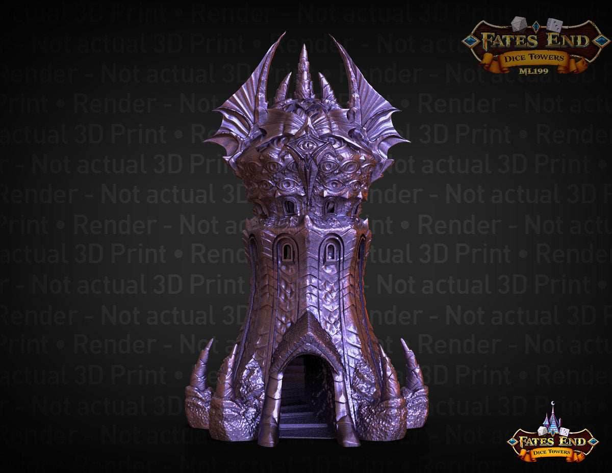 Warlock Class 3D Printed Dice Tower - Fate's End Collection -Tabletop RPG Gaming Fantasy Cosplay - Plunge deep into the mystical abyss! - Black / Yes- Include Random Dice Set