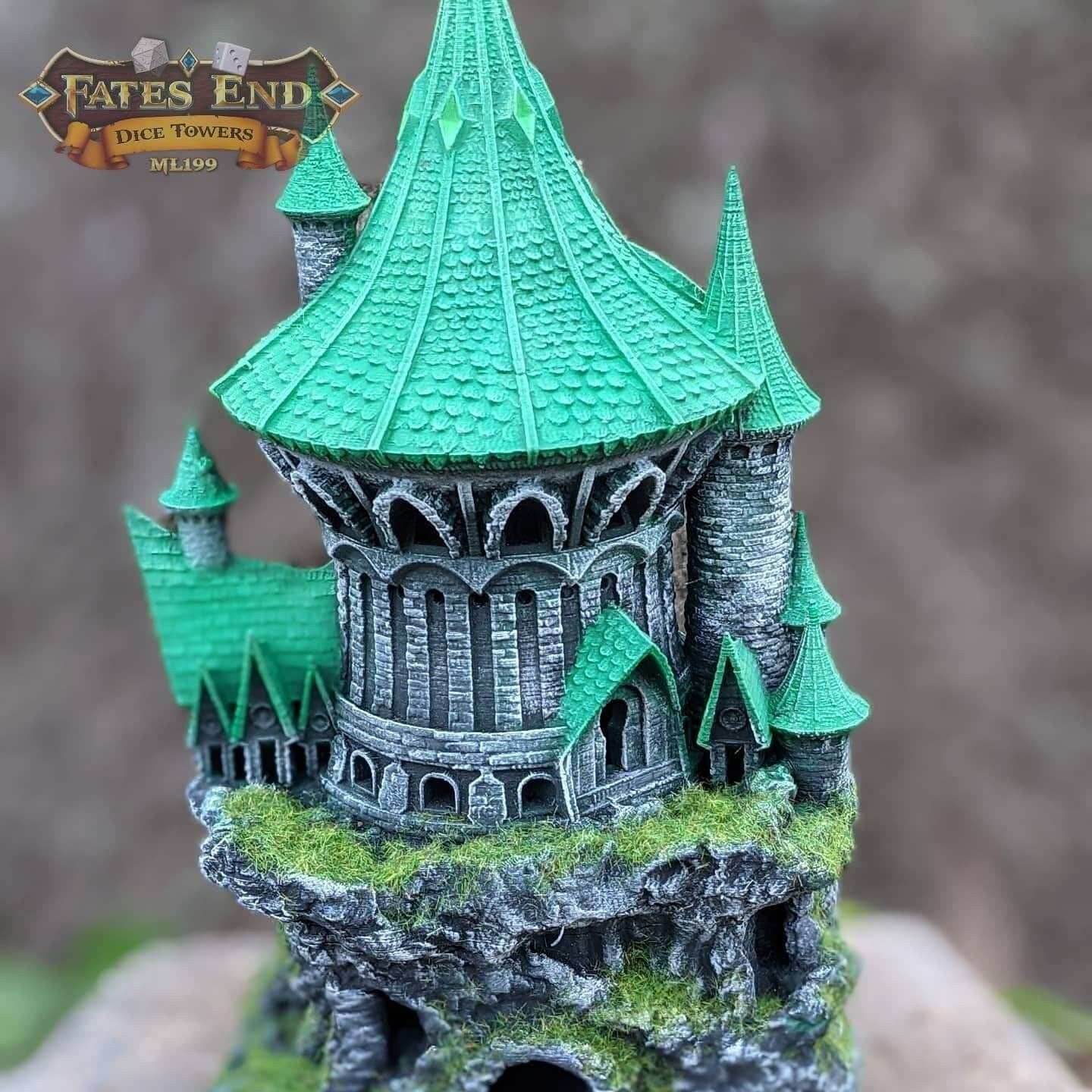 Sorcerer Class 3D Printed Dice Tower - Fate's End Collection - Tabletop RPG Gaming Fantasy Cosplay - Step into the realm of arcane energies. - Black / Yes- Include Random Dice Set
