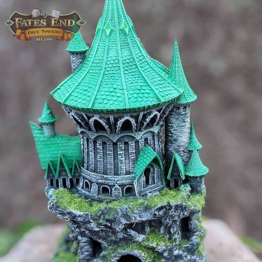 Sorcerer Class 3D Printed Dice Tower - Fate's End Collection - Tabletop RPG Gaming Fantasy Cosplay - Step into the realm of arcane energies. - Black / Yes- Include Random Dice Set