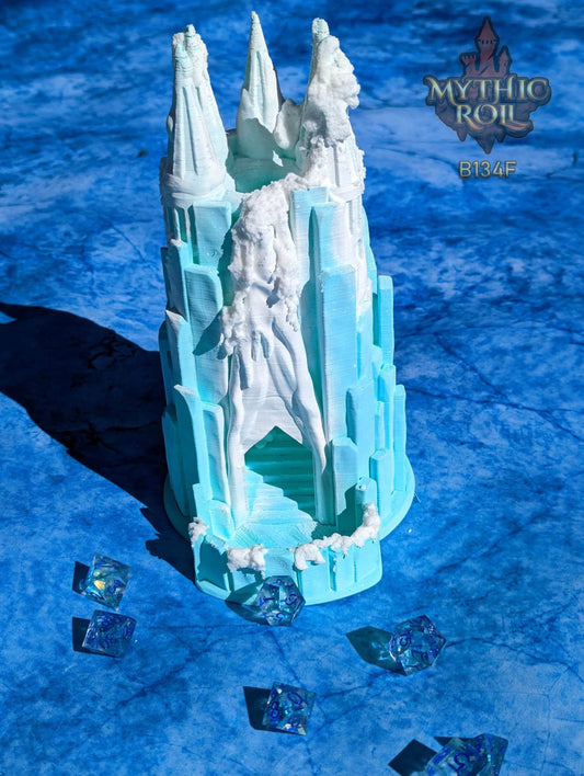 Frost Giant 3D Printed Dice Tower - Mythic Roll Collection by Unchained Games - Unleash the Frozen Might of the Frost Giants! - Black / Yes- Include Random Dice Set