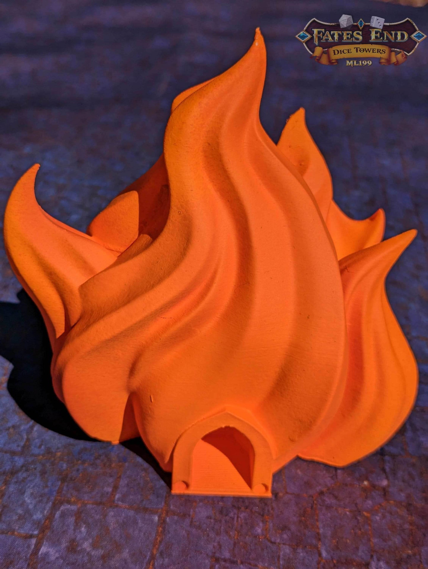 Sorcerer Fire 3D Printed Dice Tower | RPG Wizard Dice Roller | Fate's End Collection- Embrace the Fiery Passion of the Arcane Flame! - Black / Yes- Include Random Dice Set