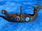 Viking Longboat 3D Printed Dice Jail | RPG Dice Vault | D20 Storage Box | Player Gift | Mythic Roll by Unchained Games - Black / Yes- Include Random Dice Set