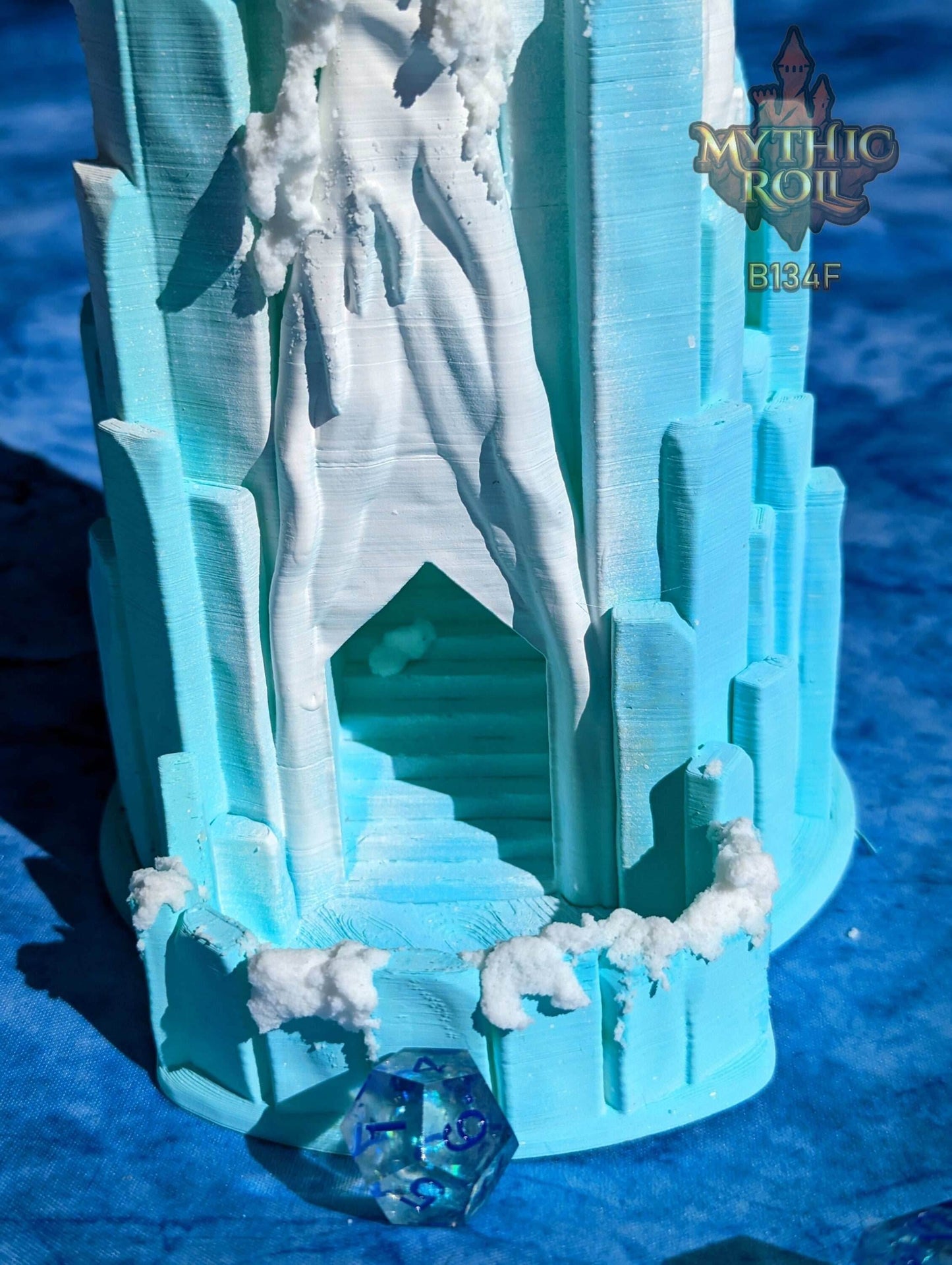 Frost Giant 3D Printed Dice Tower - Mythic Roll Collection by Unchained Games - Unleash the Frozen Might of the Frost Giants! - Black / Yes- Include Random Dice Set