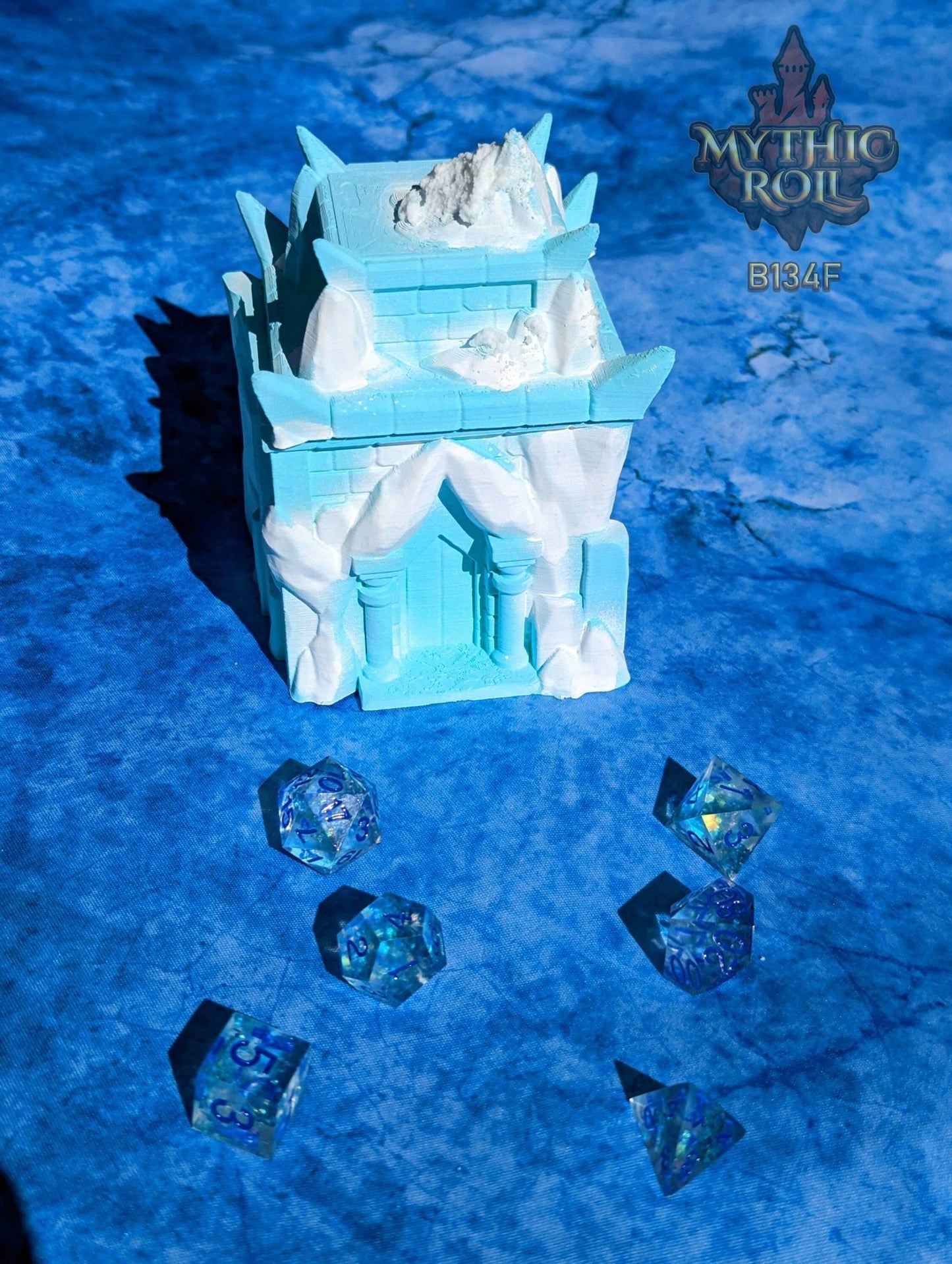 Frost Giant 3D Printed Dice Jail | RPG Dice Vault | D20 Box | DnD Player Gift | Mythic Roll by Unchained Games- A Frozen Prison of Ice! - Black / Yes- Include Random Dice Set