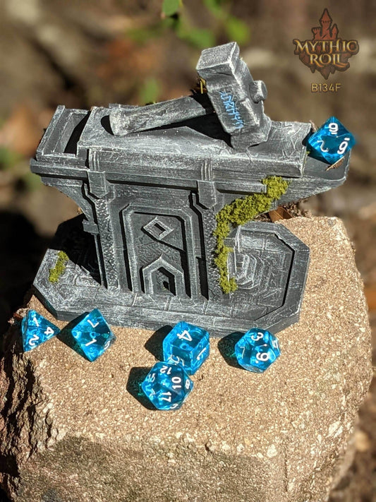 Dwarven Hammer & Anvil 3D Printed Dice Jail | RPG Dice Vault | D20 Box | Dwarven Cosplay | DnD Player Gift - Forge your destiny! - Black