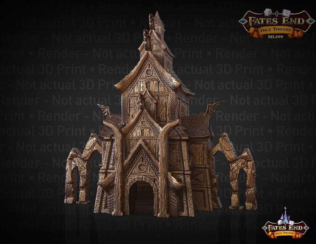 Valkyrie - Viking 3D Printed Dice Tower - Fate's End Collection - Unleash Valhalla's Spirit with Every Roll. - Black