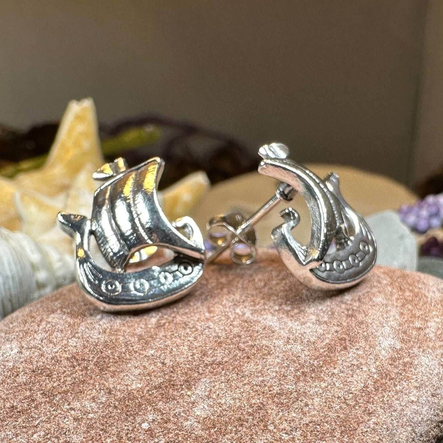 Viking Ship Post Earrings - 