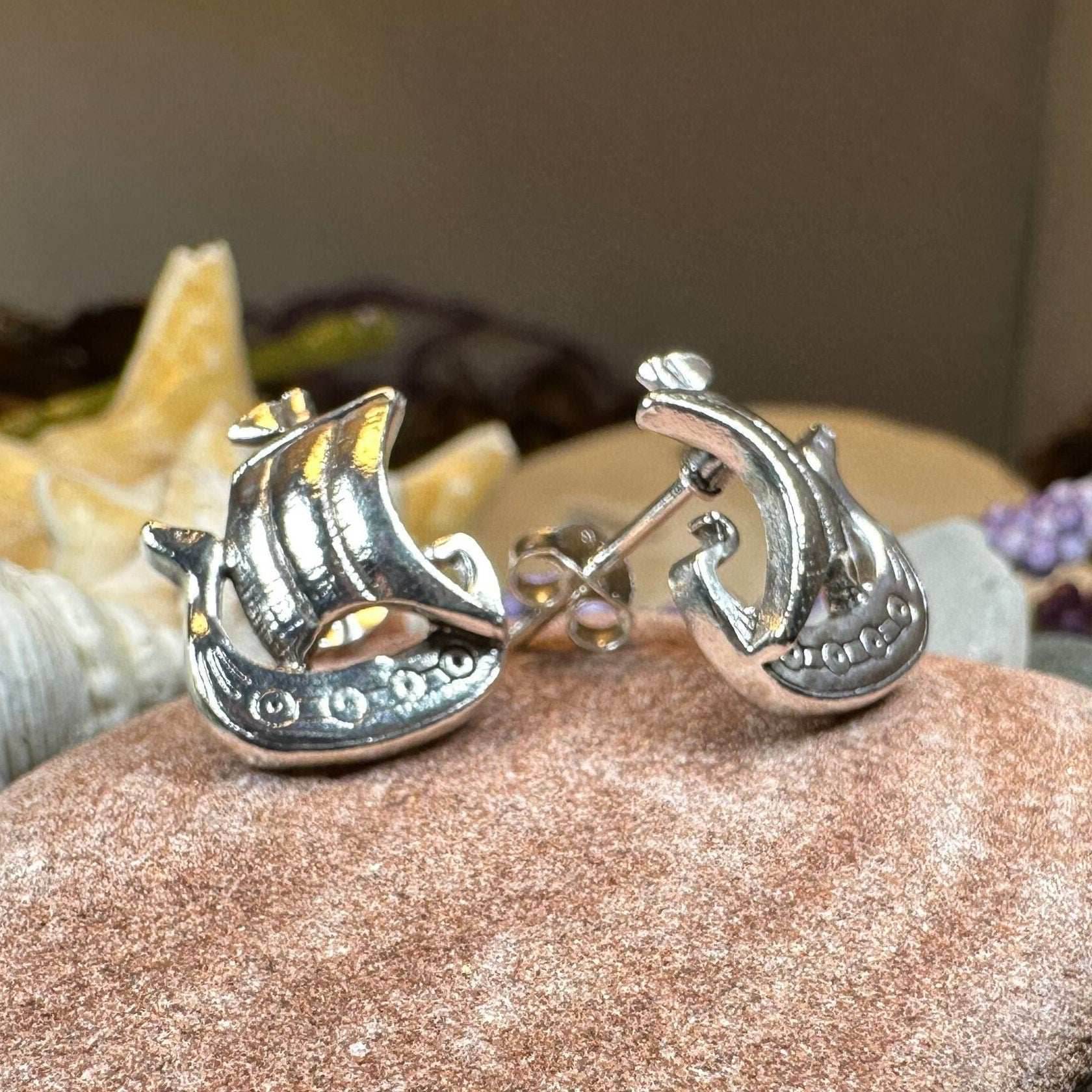 Viking Ship Post Earrings - 