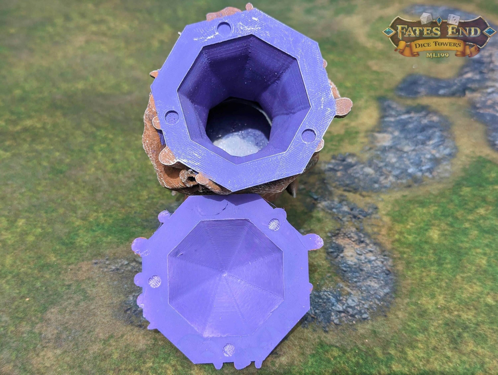 Druid's Crystal Focus 3D Printed Dice Jail | RPG Dice Vault | D20 Box | Player Gift - Guard Your Dice with Nature's Luminous Mystique! - Black / Yes- Include Random Dice Set