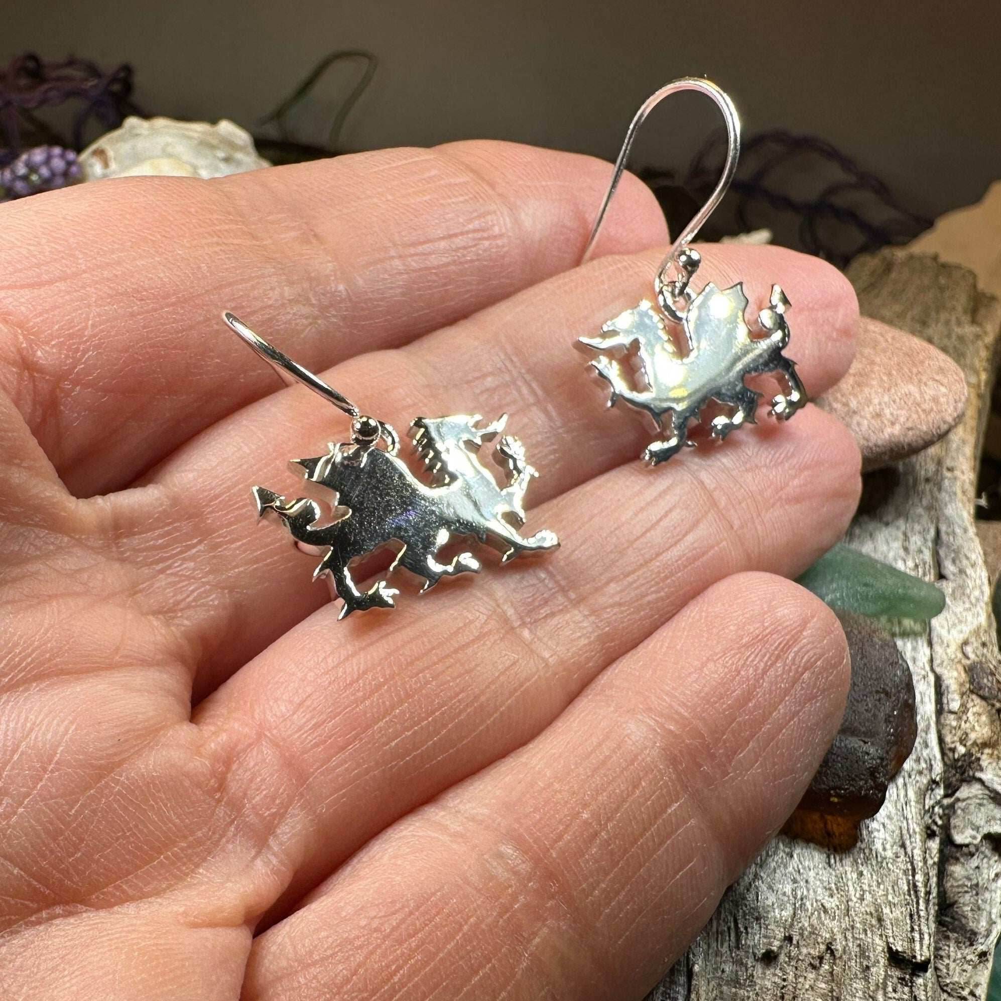 Modern Welsh Dragon Earrings - 